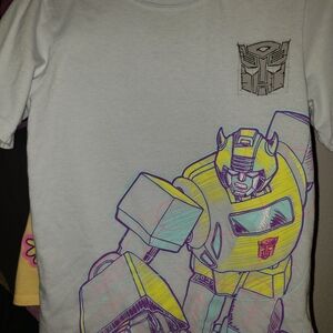Hasbro Transformers Kids Shirt - Light Blue with Neon Design